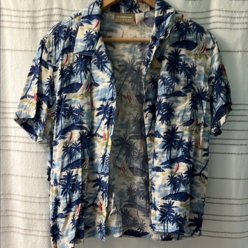 🏝️Liz Claiborne {Lizwear} Tropical Sailboat Shirt ⛵️
